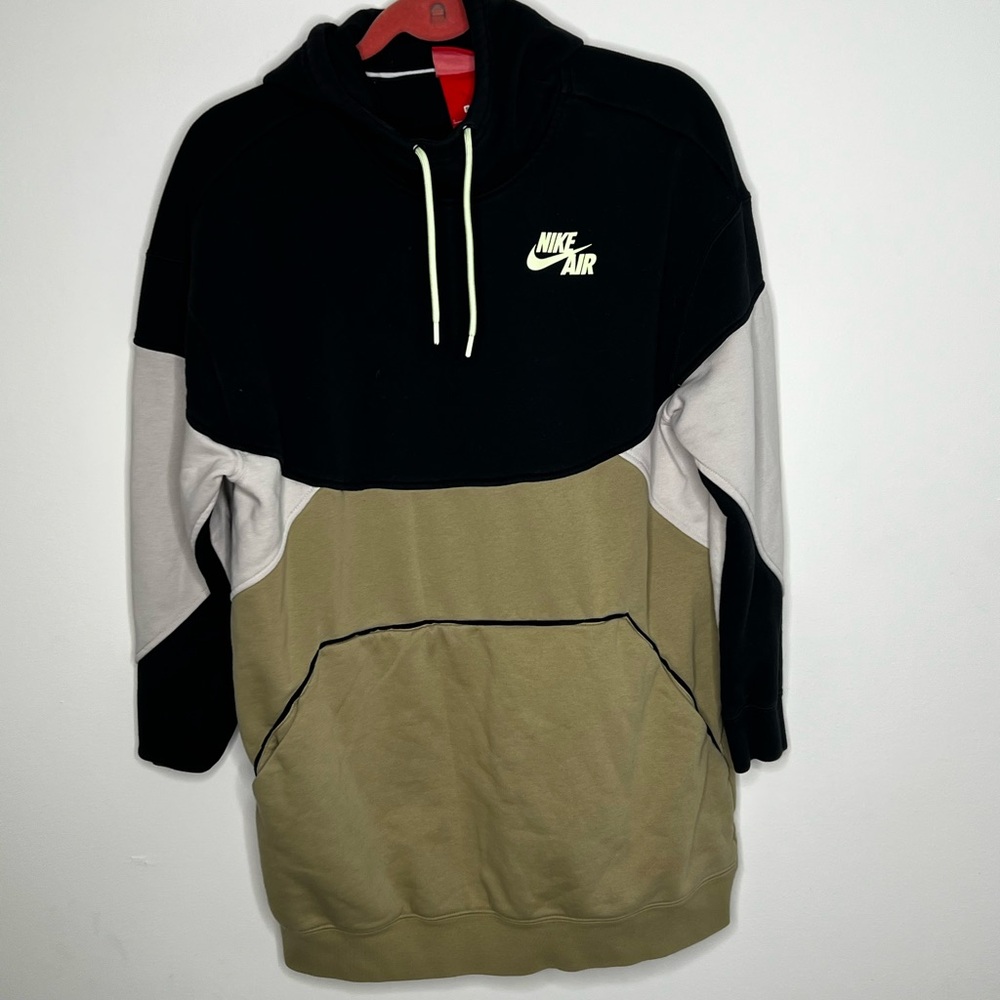 🔴 Nike Air Colorblock Hoodie Black Olive Green Pullover Hoodie